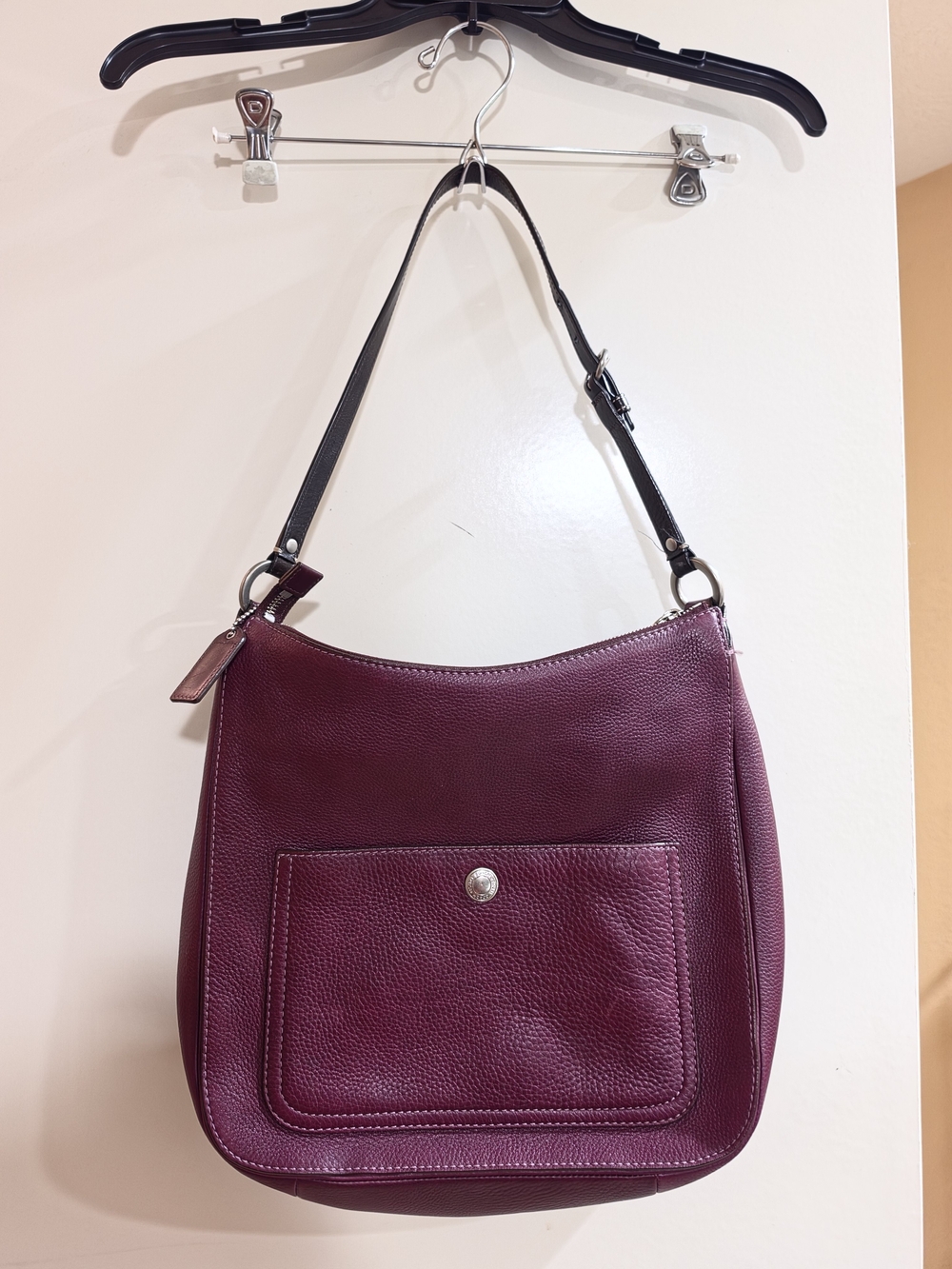Coach Pebbled Leather Hobo in Burgundy